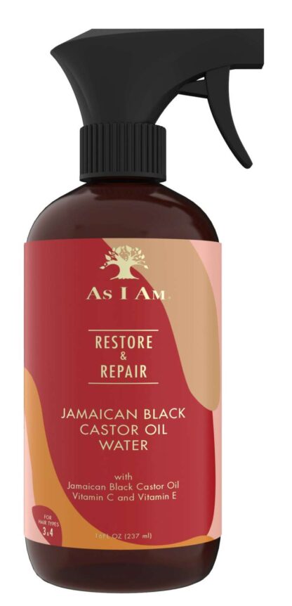 As Am JBCO Water 16 oz - Nano Curl Strengthener - Moisturizes and Detangles - Anti-Frizz - Increases Fiber Strength - Enriched with Jamaican Black Castor Oil, Vitamin C, and Vitamin E, Red