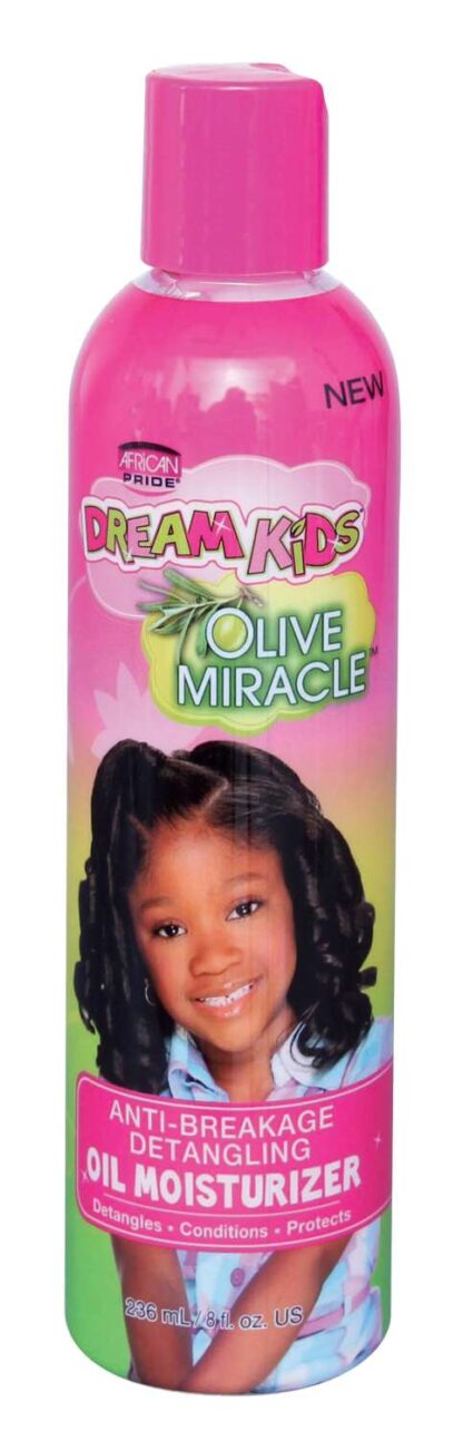 African Pride Dream Kids Olive Miracle Anti-Breakage Detangling Oil Moisturizer - Contains Olive Oil, Detangles & Reduces Hair Breakage, 8 Oz