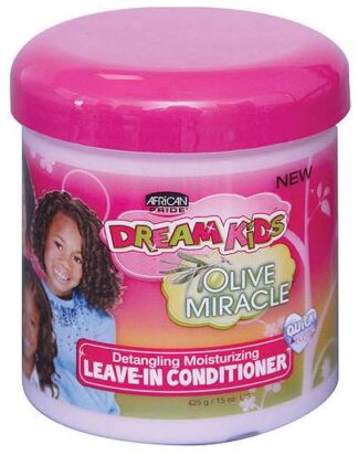 African Pride Dream Kids Olive Miracle Detangling Moisturizing Leave-In Conditioner - Contains Olive Oil, Moisturizes & Nourishes Coils & Hair Curls, 15 Oz