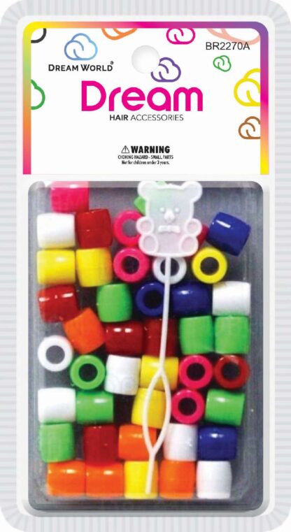 Dream World Hair Beads Jumbo Assorted Solid Colors 50 Piece Pack