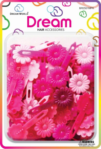 Dream World Self Hinge Barrette Daisy Pink Mix 60 Piece Pack BR2501MPK