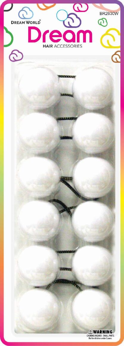 Dream World Hair Accessories | Ponytail Hair Ties 6 PCS | Solid White