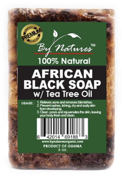 By Natures 100% Natural African Black Soap With Tea Tree Oil 6.0 Oz (Pack of 1)