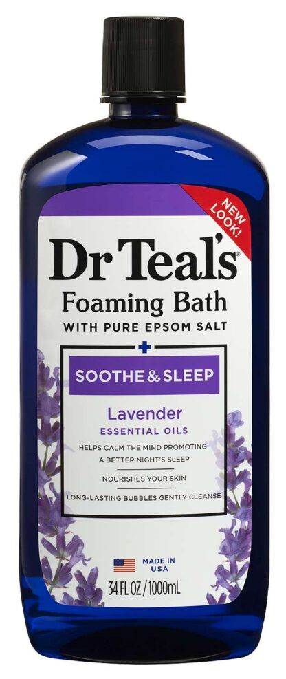 Dr Teal's Foaming Bath with Pure Epsom Salt, Soothe & Sleep with Lavender, 34 fl oz (Packaging May Vary)