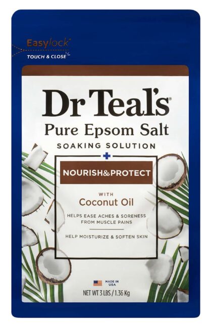 Dr Teal's Epsom Salt Magnesium Soak, Nourish & Protect with Coconut Oil, 3 lbs