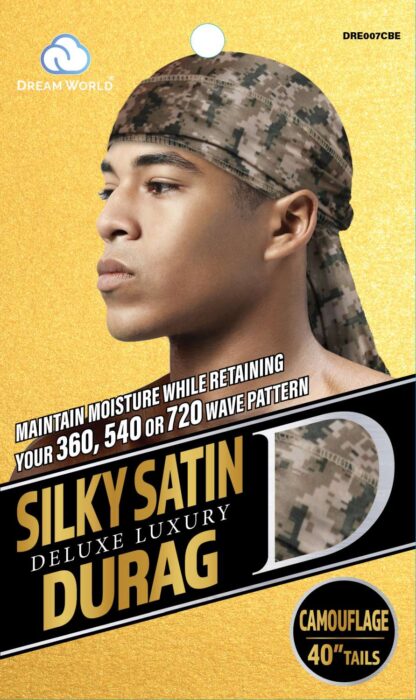 Dream World Silky & Shiny Deluxe Luxury Du-Rag Camouflage Brown