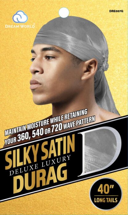 Dream World Silky & Shiny Deluxe Luxury Du-Rag Grey