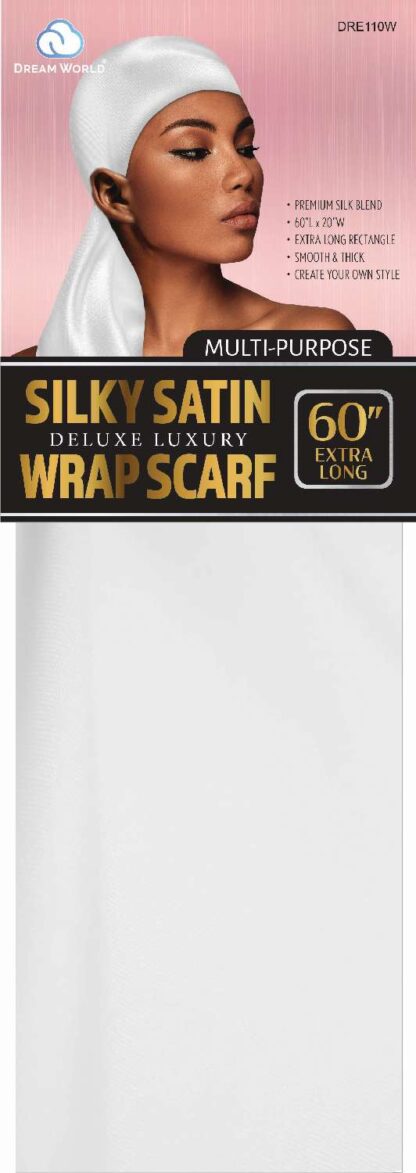 Dream World Multi-Purpose Silky Satin Wrap Scarf White