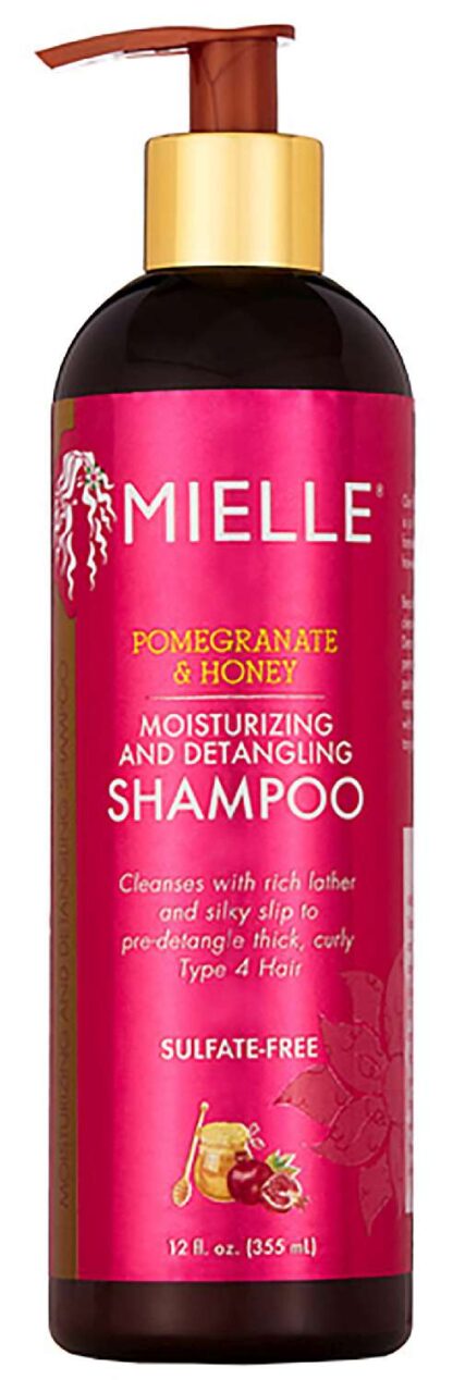 Mielle Organics Pomegranate & Honey Moisturizing and Detangling Shampoo, Hydrating Curl Cleanser For Dry, Damaged Type 4 Hair, Repair, Restore, and Prevent Frizz, 12-Fluid Ounces