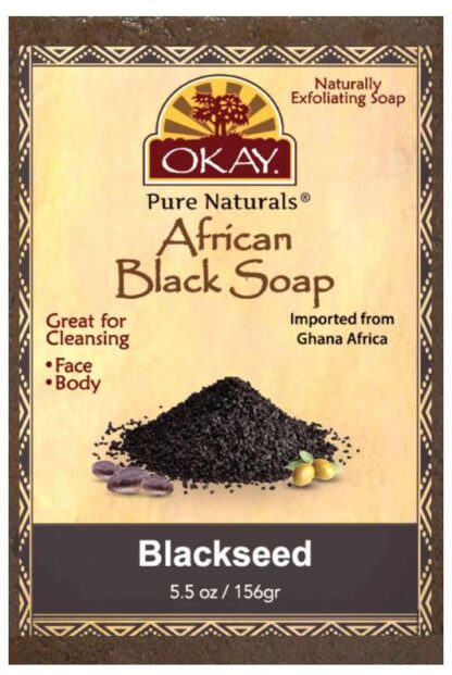 OKAY Pure Naturals AFRICAN BLACK SOAP BLACKSEED 5.5oz / 156gr