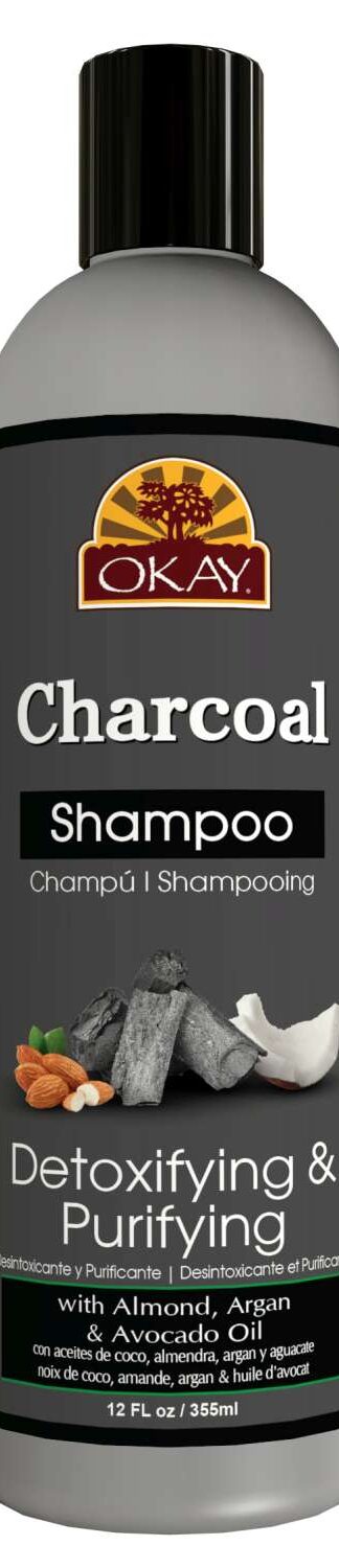 Okay Charcoal Shampoo For All Hair Types & Textures Detoxifying & Purifying With Almond, Argan & Avocado Oil Sulfate, Silicone & Paraben Free 12 Ounce , 12 Ounce
