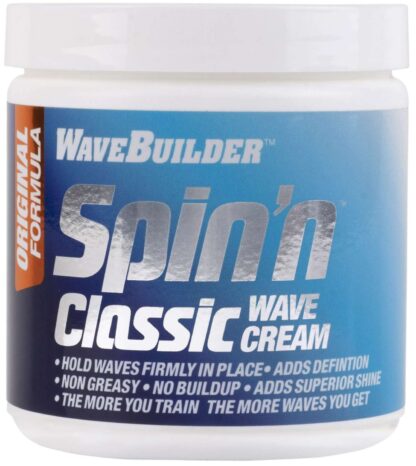 WaveBuilder Spin'n Classic Wave Cream, Strong Original Formula Holds Hair Waves, 8 Ounce