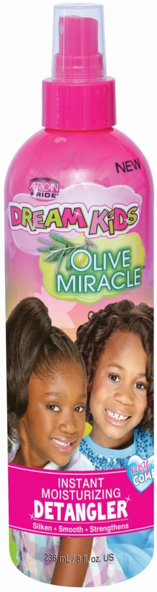 African Pride Dream Kids Olive Miracle Instant Moisture Detangler, Restores Natural Coils & Curls, Adds Moisture & Controls Frizz, 8 Oz