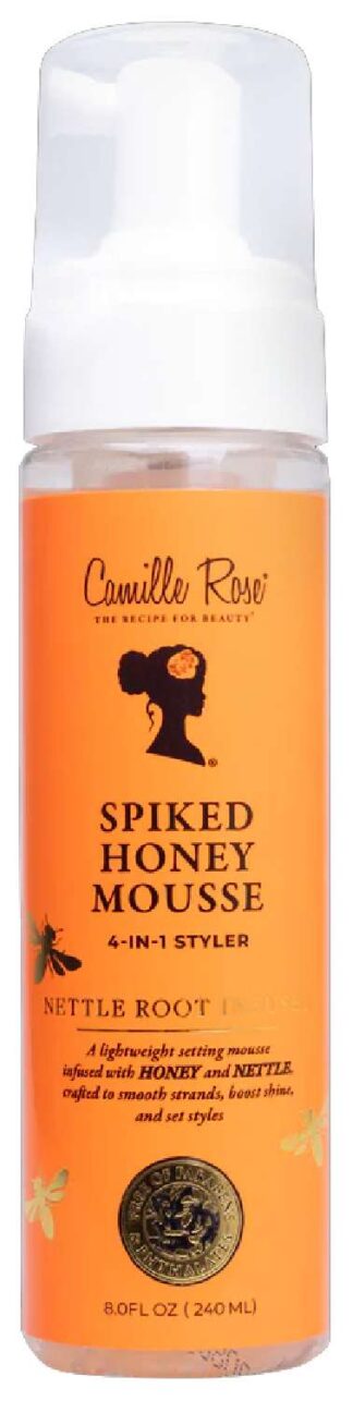 Camille Rose Spiked Honey Mousse, 4-in-1 Hair Styler with Nettle Root, to Nourish and Hydrate Strands, Define Curls, and Add shine, for All Hair Types, 8 fl oz