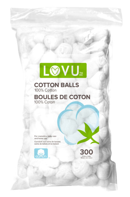 LOVU Jumbo Cotton Balls 100 Count Bags 3 Pack